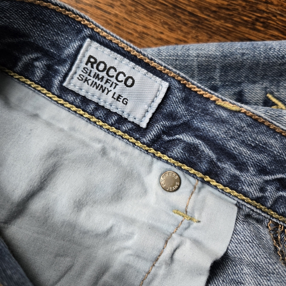 Express Ripped Distressed Jeans Rocco Skinny Size 33 x 32 - Picture 6 of 10